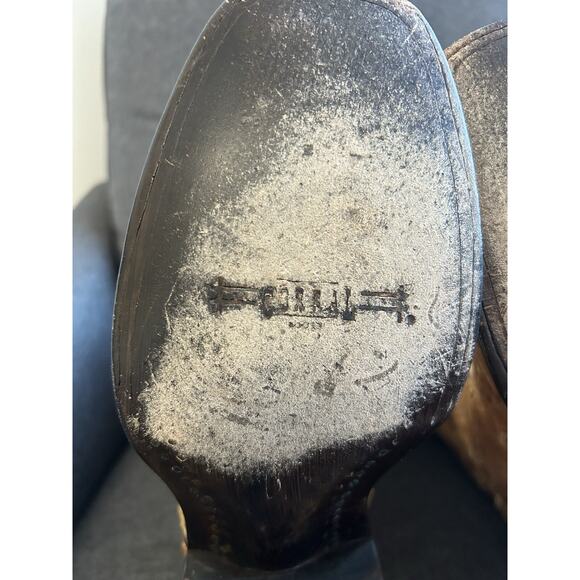 Corral Tan Leather Floral Embroidered Western Boots Square Toe Cowgirl Size 8 M - Picture 9 of 12